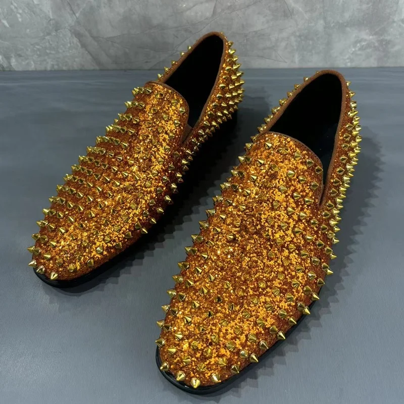 Red Bottoms Erphpre Paul Men's Fashion Sneaker Loafers - Spike & Rivet  Detail For Parties, Weddings, Prom Fashion Spiked Loafers For Wedding Party  Prom Velvet Upper