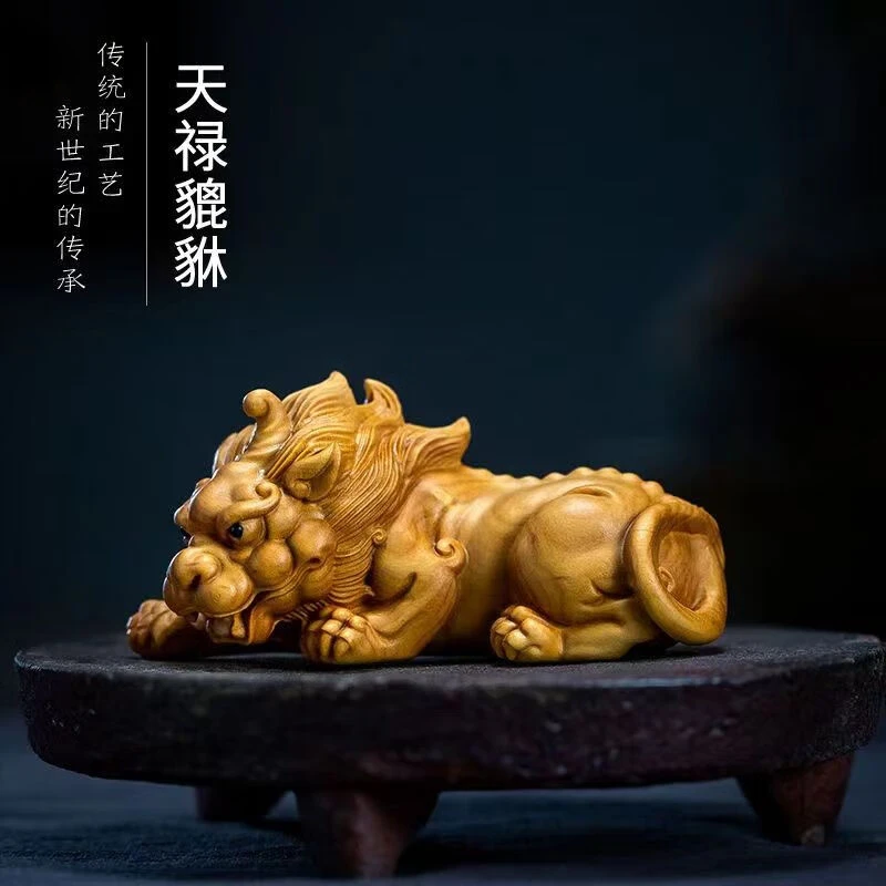 

Huangyang wood carving, attracting wealth, Tianlu, Pixiu plate, playing with handlebar ornaments, Xiaoye Huangyang wood essence