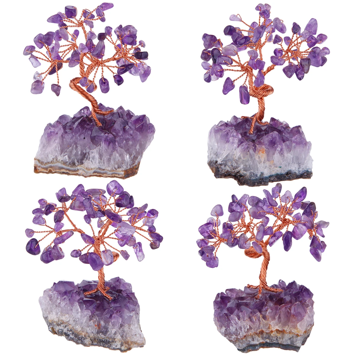 Natural Crystal Money Tree With Rough Amethyst Base Feng Shui Home Decoration For Wealth And Luck