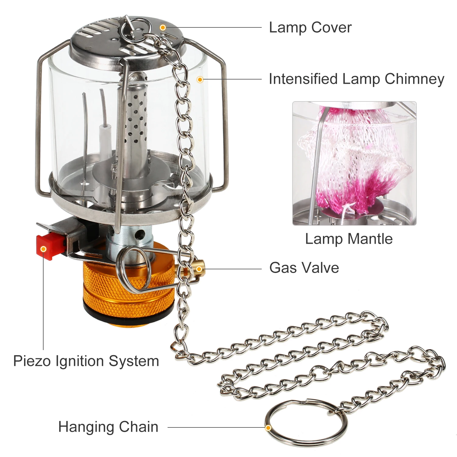 Mini Gas Lamp Outdoor Camping Lantern Tent Lamp Torch Hanging Glass Mini Camping Portable Gas Light Equipment camping light