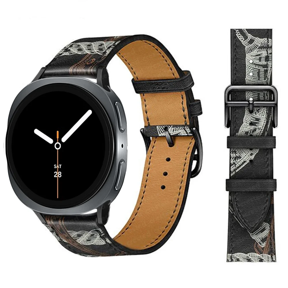 Premium Synthetic Leather Strap for Smartwatch - Elegant Bracelet with Connector
