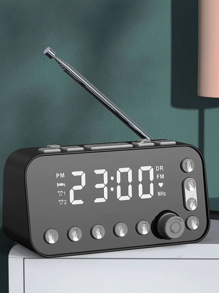 A1 Digital Desktop Radio Alarm Clock Dual USB Charging Port DAB FM Radio with Antenna Programmable Sleep Timer 4