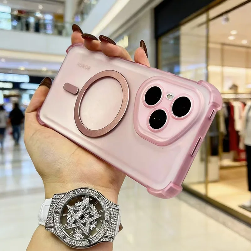 Airbag Shockproof Magnetic Clear Phone Case with Wireless Charging Compatibility