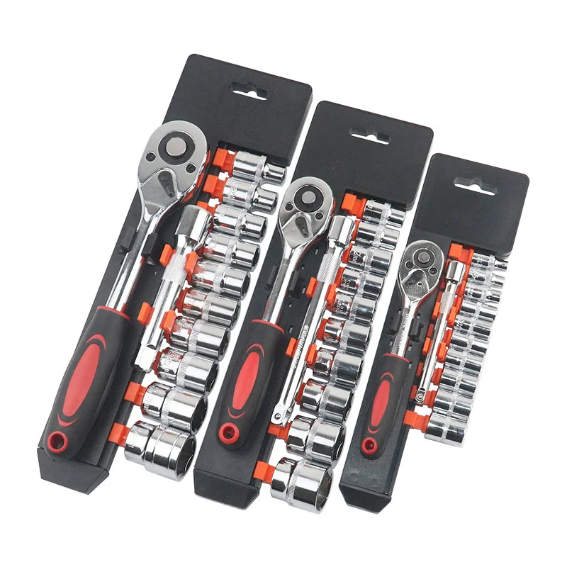12pcs Socket Sleeve Wrench Set Car Repair Tool Hand Tools Key Set Fast Ratchet Wrench Set 1/4 3/8 1/2 Auto Repair Spanner Tool