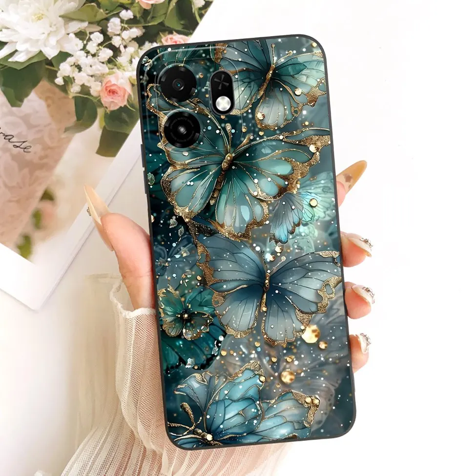 Silicone Cute Cartoon Luxury Flowers Painted Case Cover