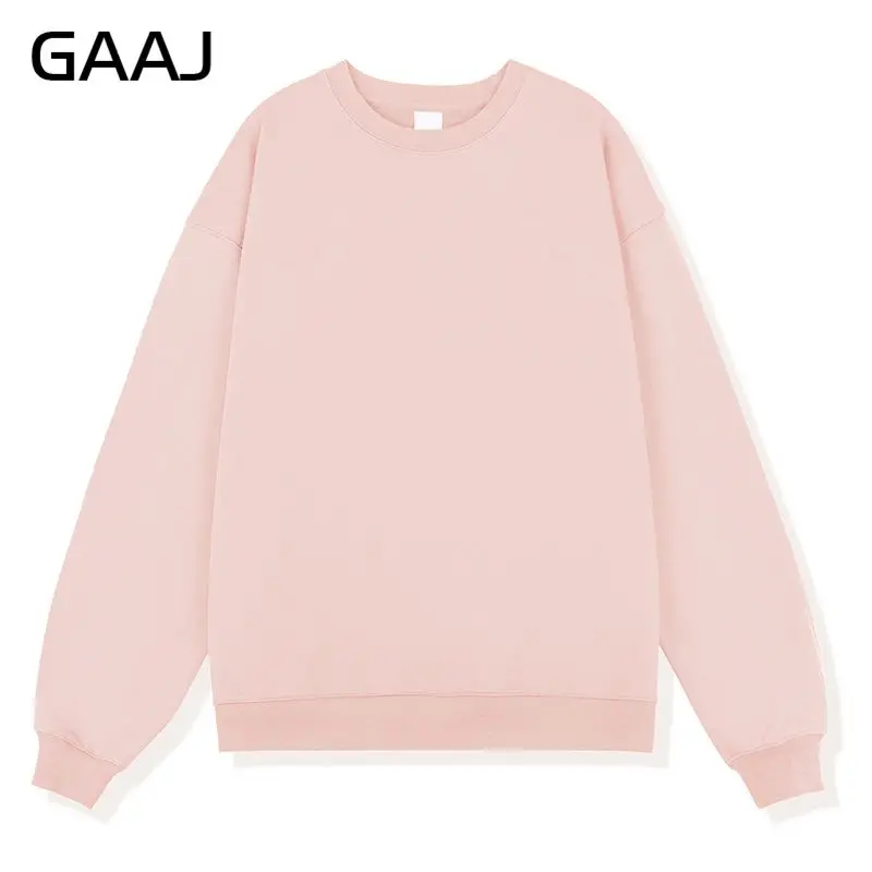 100 Pamuk Kadın Crewneck Sweatshirt,Solid Casual Marka,Sonbahar Kış Uzun Kollu Kazak Üstler,Kaliteli Giyim,330Gsm13.4oz