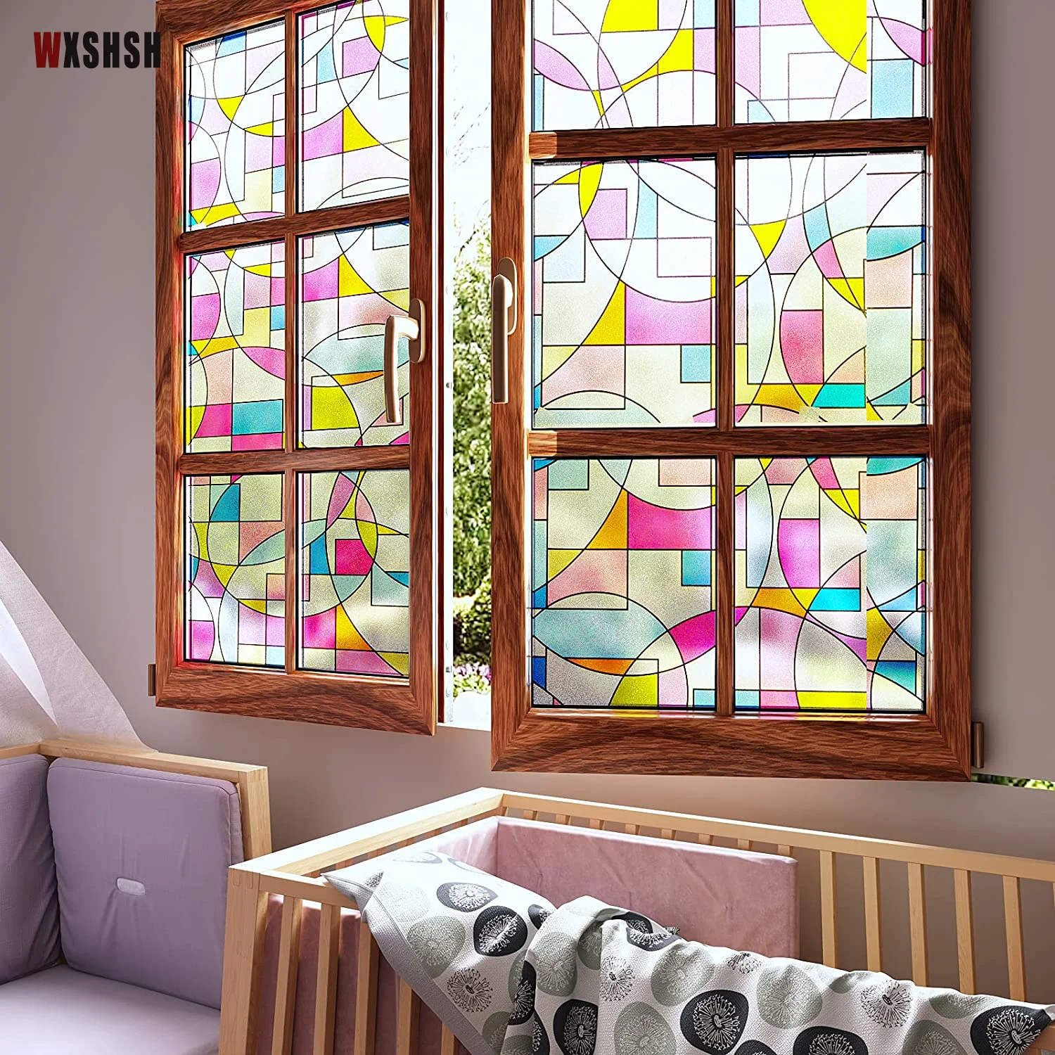 Static Cling Window Film Square And Circle Pattern Privacy Protection