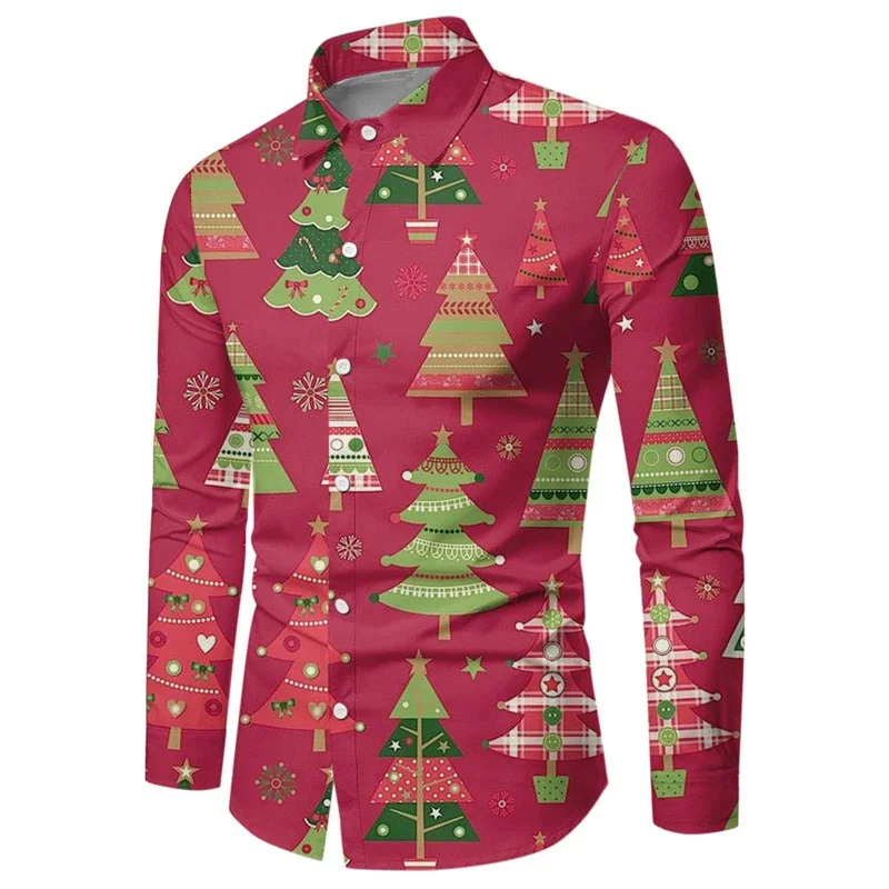 thumbnail image 1 of Camisa de hombre de moda de alta calidad con botones, camisa navideña, camisa de diseño informal, blusas navideñas de manga larga, blusas de solapa para hombre, 1 of 5