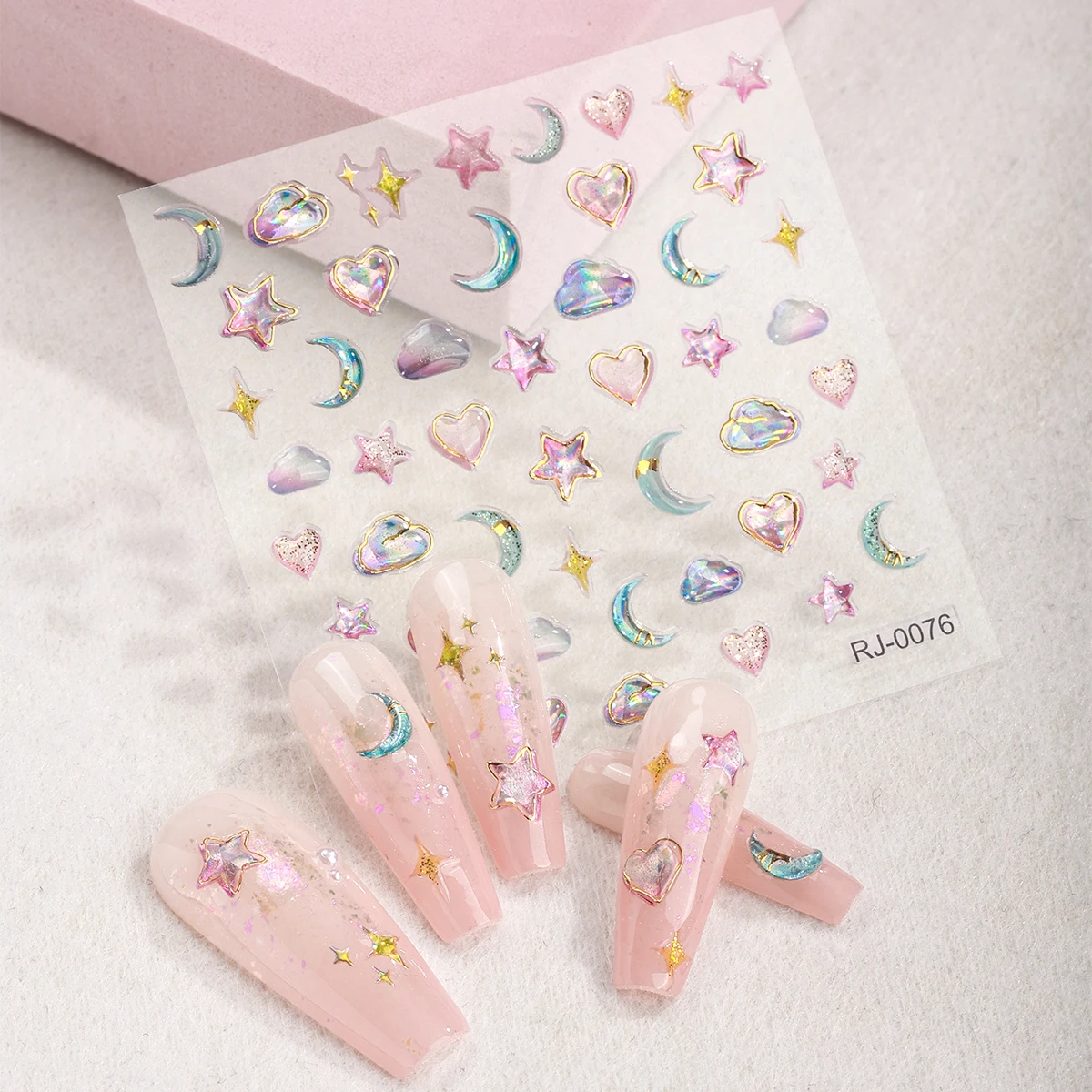 

1pcs Glitter Art nail sticker Jelly Butterfly/Moon/Star/Heart/Rhinestone Self-Adhesive Nail Decorations Decals Accessories DIY