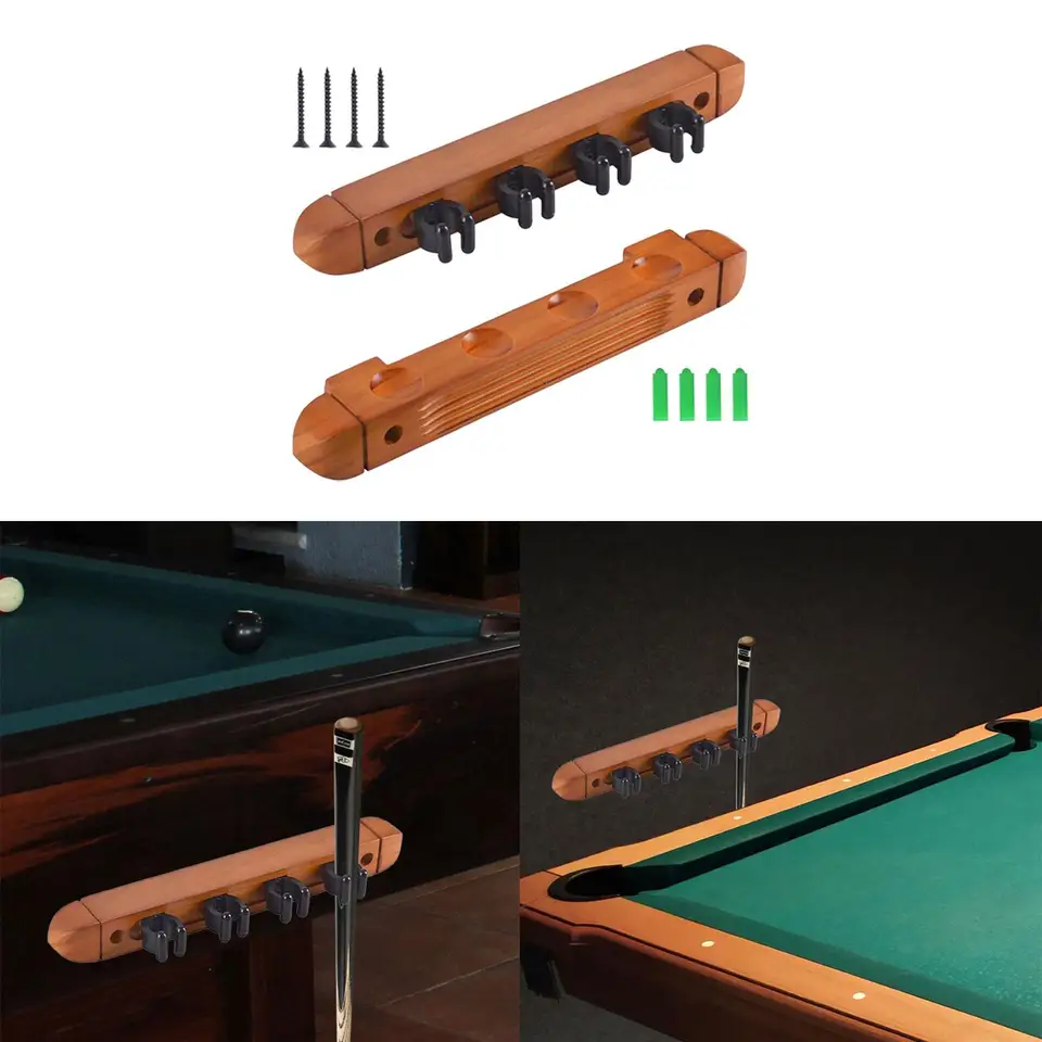 Pool Cue Rack - Houten Wandmontage Biljart Cue Stand met 6 Clips