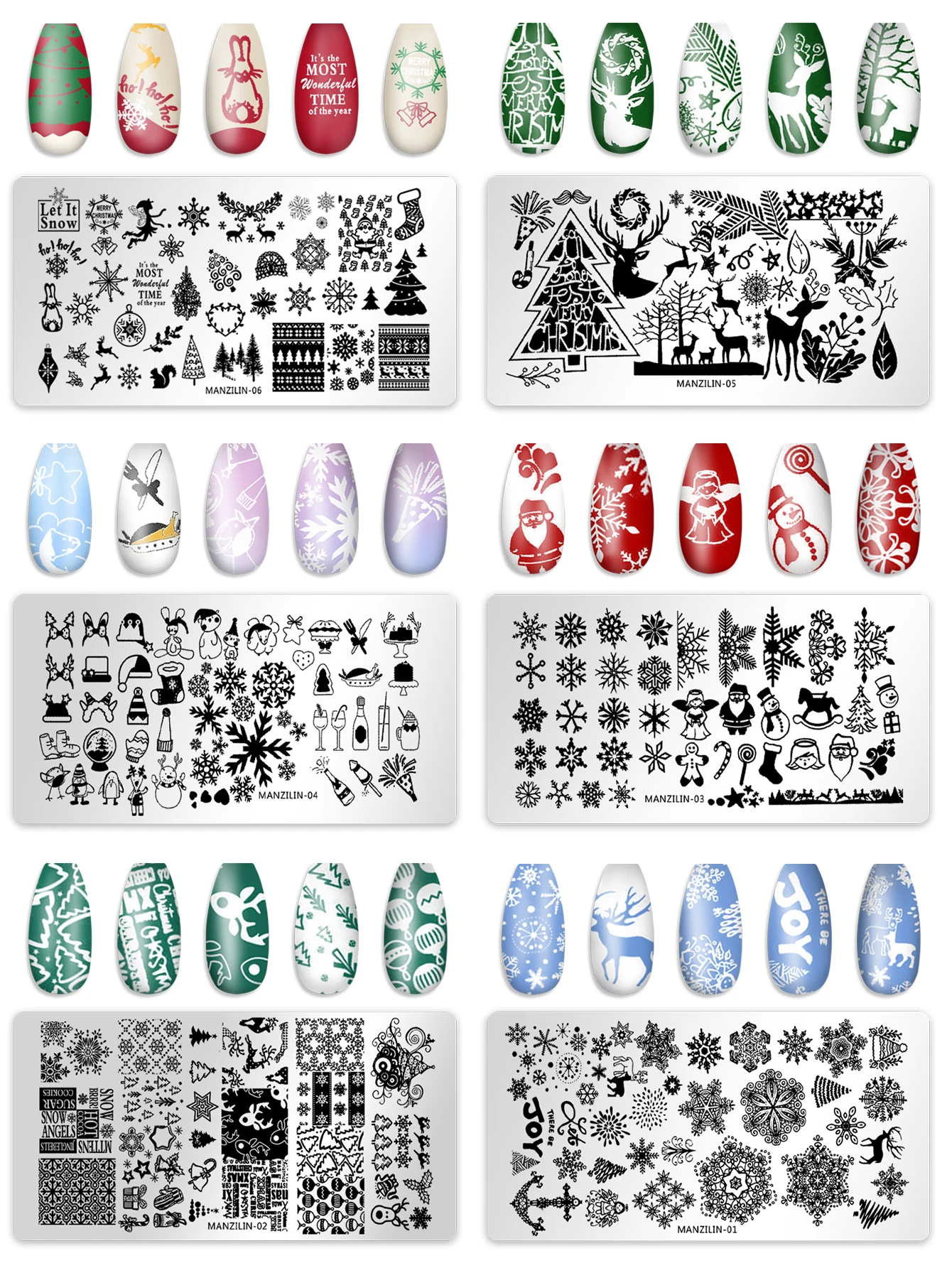 Snowflake Christmas Nail Stamping Plates Love Leaves Hat Design Printing Plates Nails Art Stencil Stamp Tools Nails Decoration 5