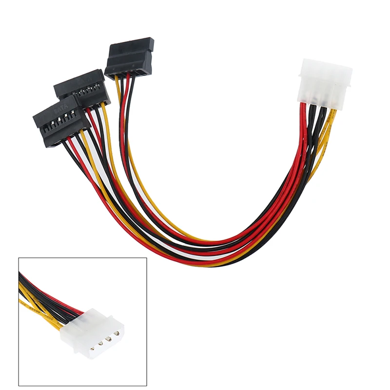 

1pc SATA Adapter Cable IDE 4Pin Male to 3 Port SATA Female Splitter Hard Drive Power Supply Cable SATA Cable переходник 22cm