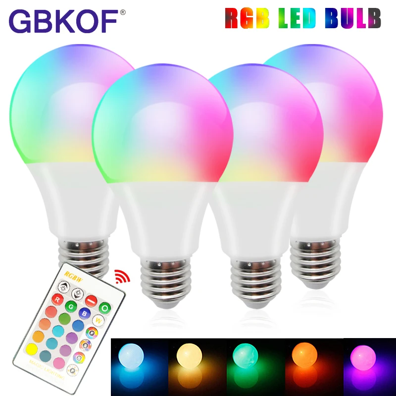 Remote Controller RGB RGBW LED Bulb Light Color Change E27 Lamp Bulbs Dimmable 