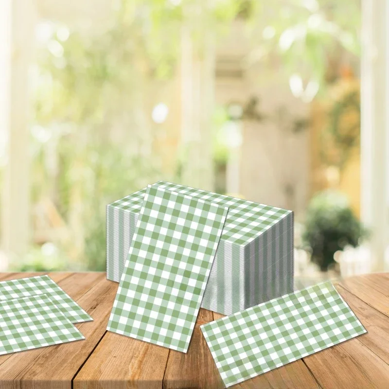 20pcs/Pac 33*40cm Green Checkered Wedding Long Tissue Paper Party Disposable Decorative Tissue Paper Colorful Placemats