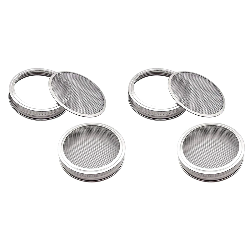 

Set Of 4 Stainless Steel Sprouting Jar Lid Kit For Superb Ventilation Fit For Wide Mouth Mason Jars Canning Jars