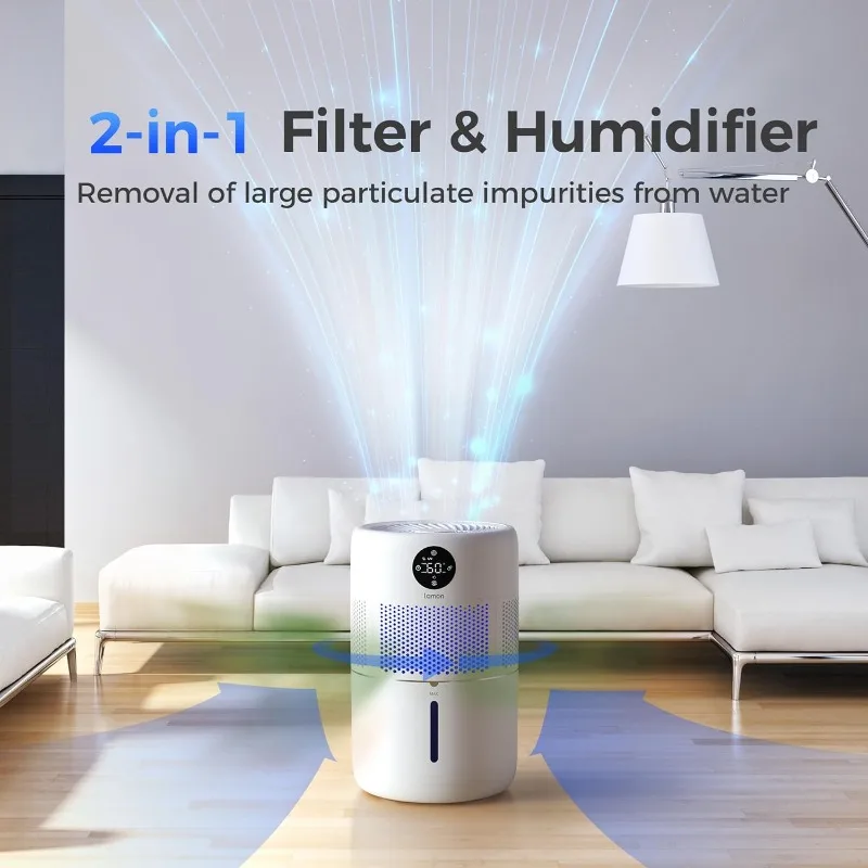 Lamon® Humidifiers for Bedroom, 400ml/H Cool Evaporative Humidifier for Home with Anion & Filter, 4.5L Top Fill Humidifiers 2