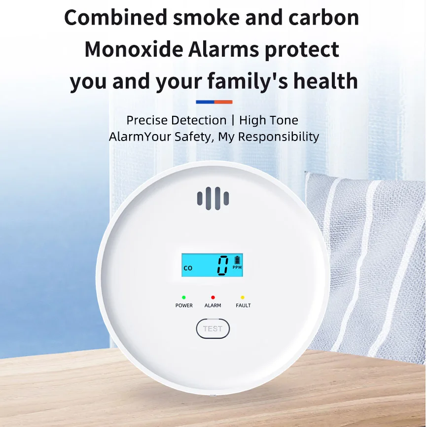 Smoke Detector Composite Carbon Monoxide Sensor SMARSECUR 10 Years Battery 2 in 1 Independent CO Smoke Alarm Fire Protection - 3