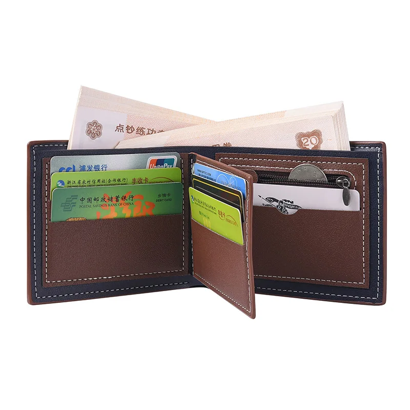 Sleek Tri-Fold Men's Business Wallet with Multi-Card Slots and Portable Design