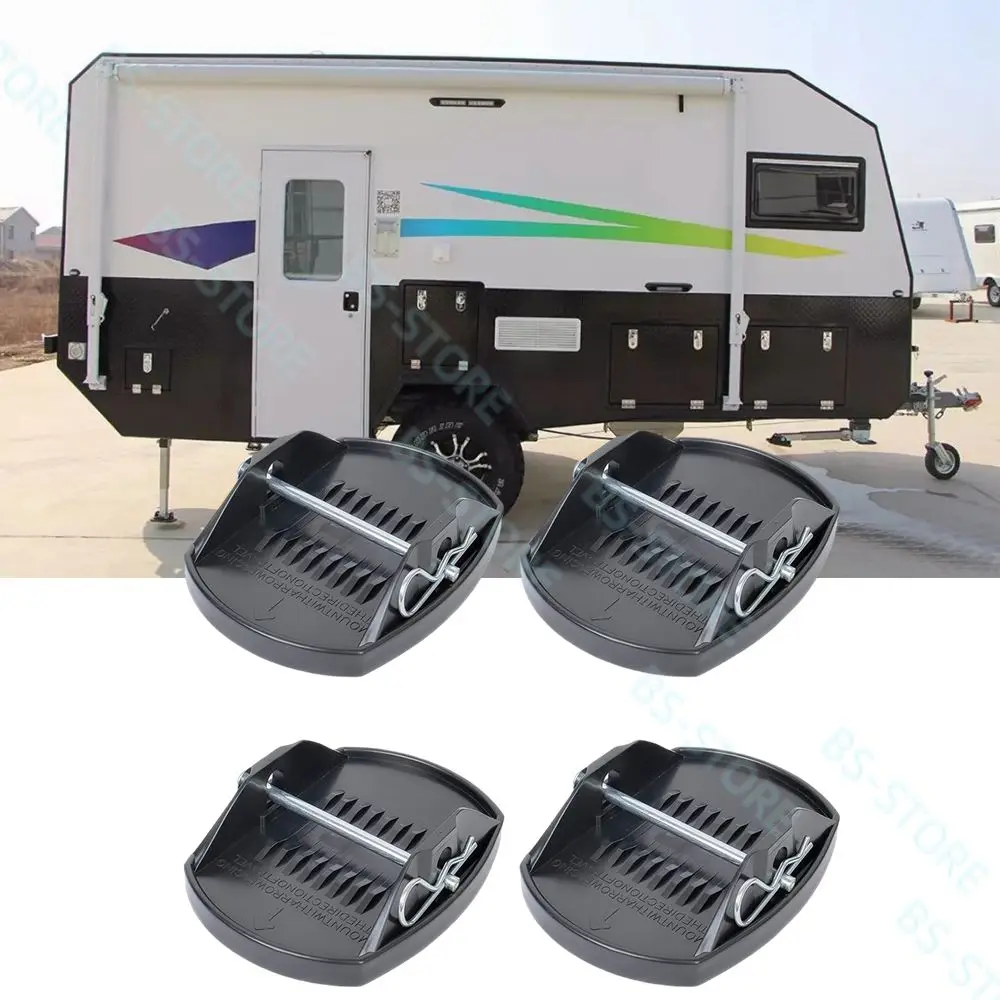 RV Trailer Jack Pads Easy Installation Leveller Wheel Foot Leg Support Universal Wheel Foot Leg Support Adapter 4PCS
