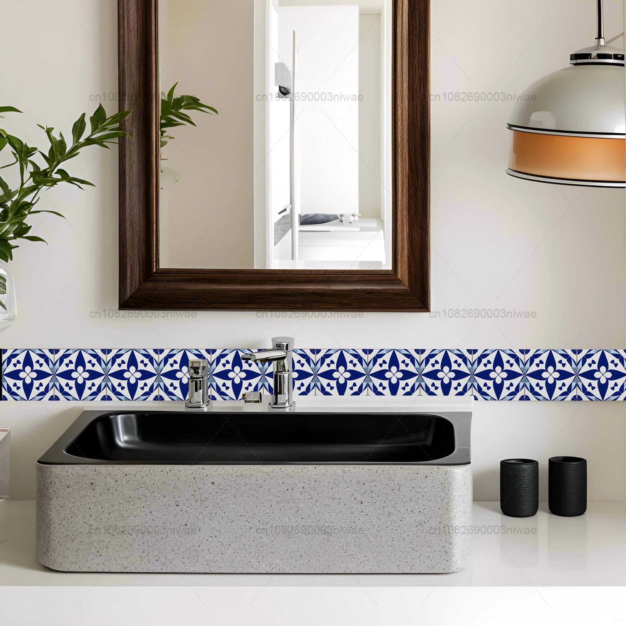 Wall Stickers Self-Adhesive Corner Line Tile Stickers Wall Border Sticker DIY Kitchen Bathroom Decorative Waistline Wall Sticker