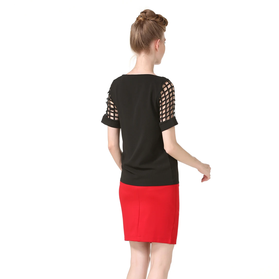 Summer Fashion Women Blouses & Shirts Hollow Out Sleeve Slash Neck Chiffon Blouse Plus Size