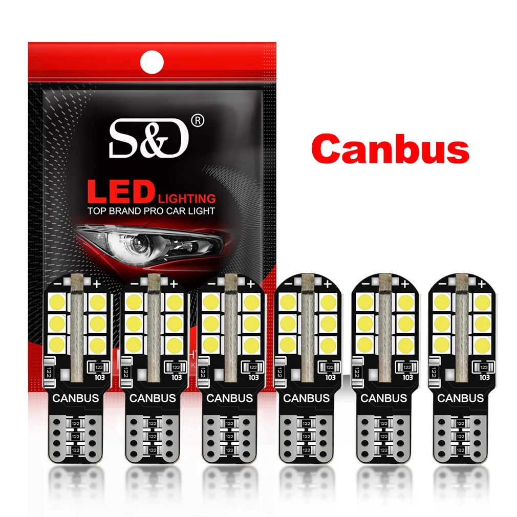 6Pcs W5W LED T10 Led Canbus 168 194 LED Bulb 24SMD Car Side Marker
