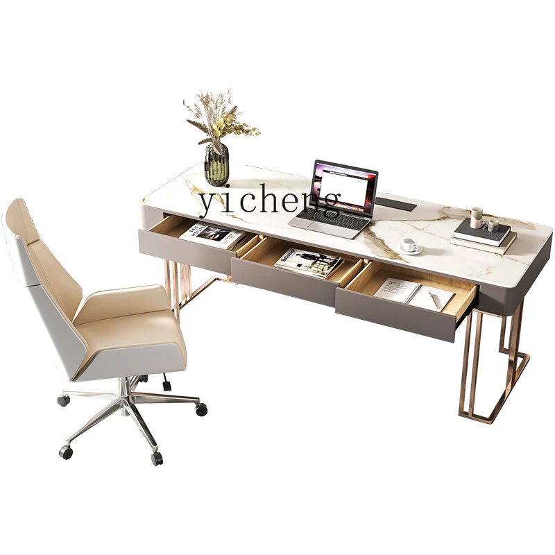 

ZK Light Luxury Stone Plate Desk Desktop Computer Table and Chair Combination Office Study Table