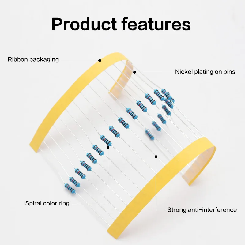 300/600PCS 1/4W Metal Film Resistor Kit Resistance 1% 30 values 10 Ohm ~1M 0.25w Resistors Set 5