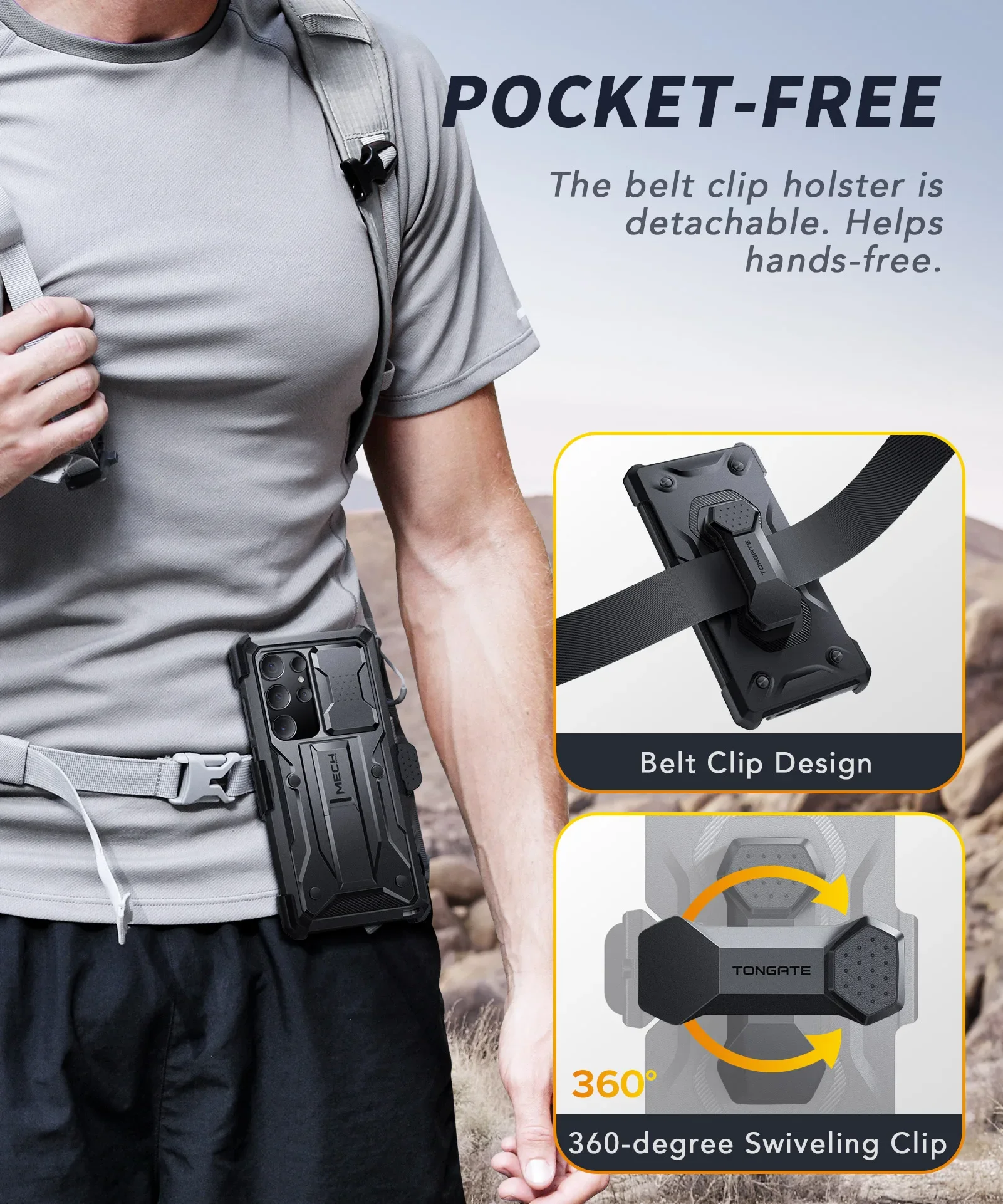 For Samsung Galaxy S23 Ultra Case with Sliding Camera Cover Dual Layer Military Grade Protection Belt-Clip Kickstand Phone Case 6