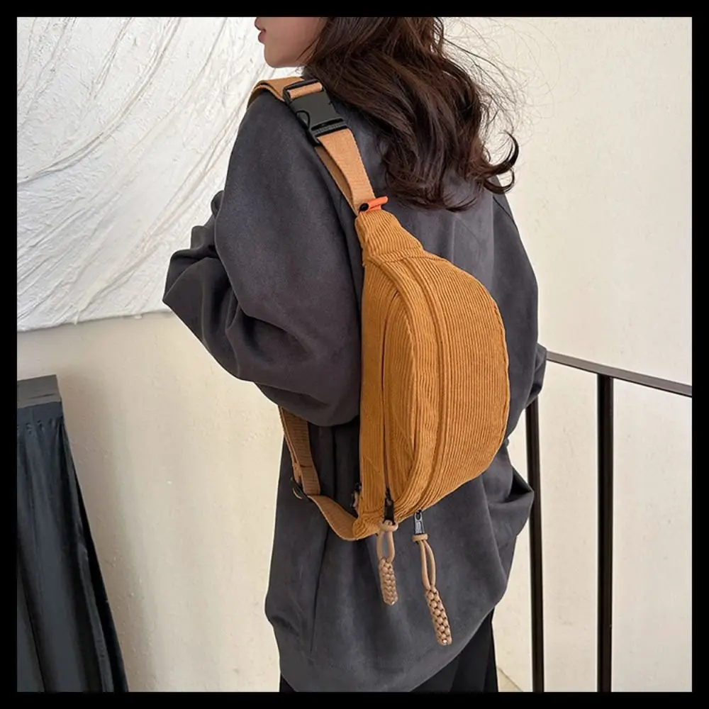 Modische Cord-Hüfttasche mit Großer Kapazität, Einfarbig, Damen-Bauchtasche, Outdoor-Sport-Hüfttasche, Crossbody-Brusttasche – Detail 10