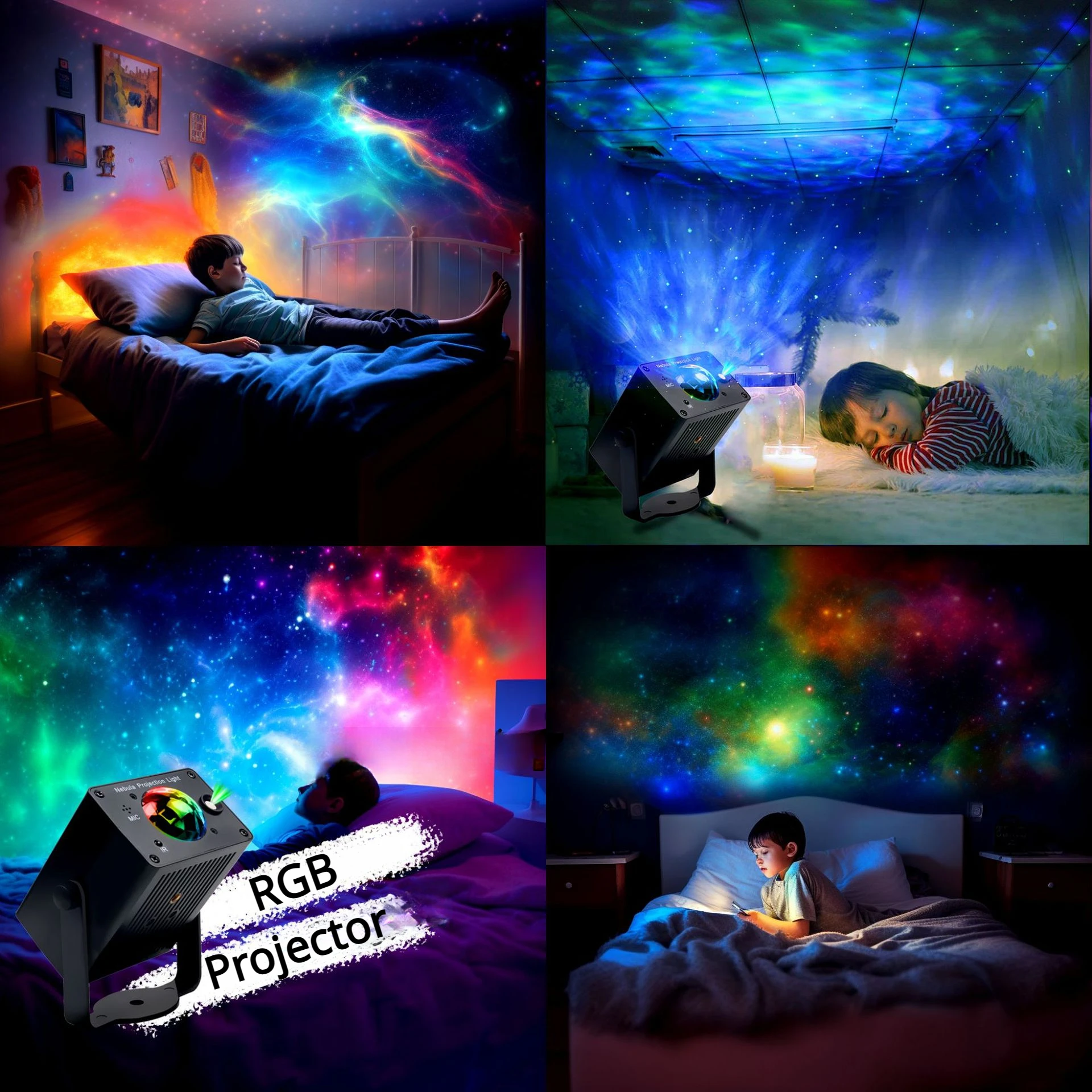 LED Party Light Starry Ocean Wave Laser Projector Star Water Wave Night Light FLAME LIGHT Sound Activated for DJ Christmas Gift