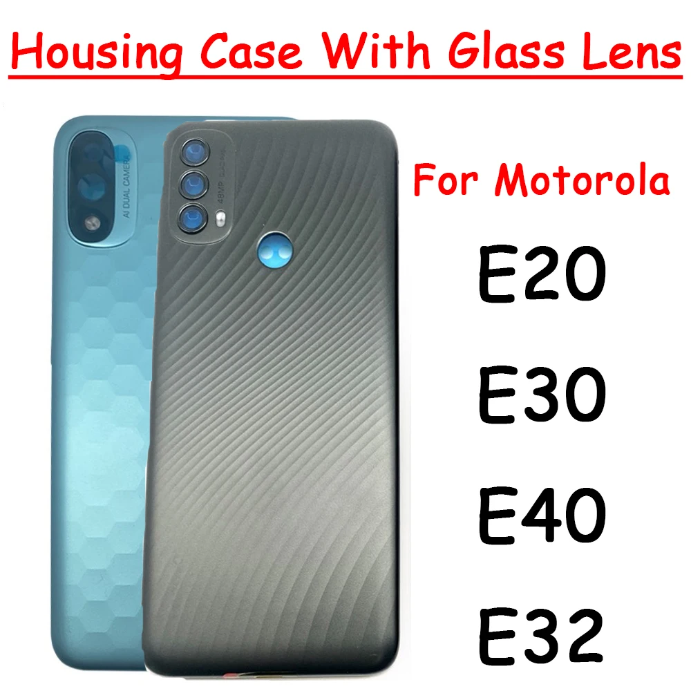 

NEW For Motorola Moto E20 E30 E40 E32 Battery Back Cover Rear Door Panel Housing Case With Camera Glass Lens Replacement Parts