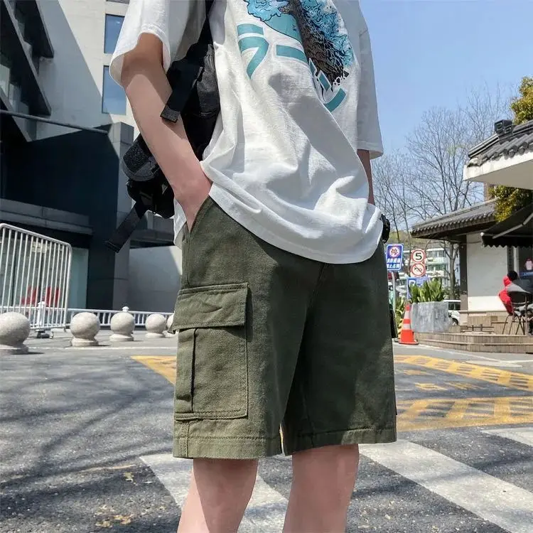 

Korean summer cargo shorts men trendy brand loose large size student casual pants men y2k trendy versatile ins five-point pants