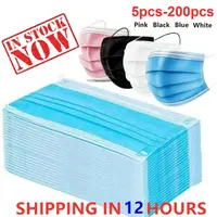 3 Layer Ply Filter Mask Anti Dust Breathable Earloops Adult Mouth Mask IN STOCK 10-200pcs Disposable Mask Non-woven Face Masks 2 1
