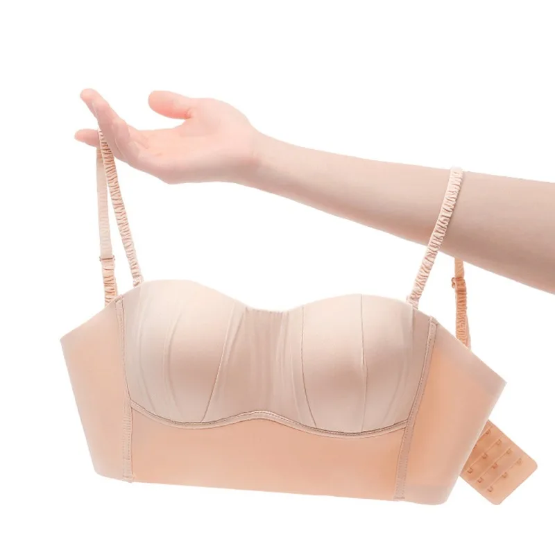 New Nylon French Pleated Bra New Detachable Ringless Thin Bra Without Underwire Seamless Underwear for Women Bras for Women