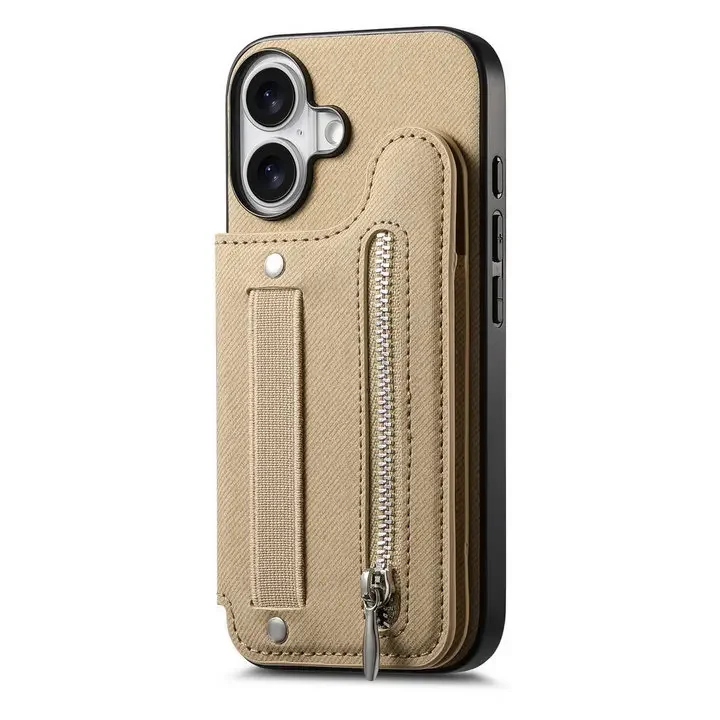 Luxury Leather Wallet Case with RFID Protection and Zipper