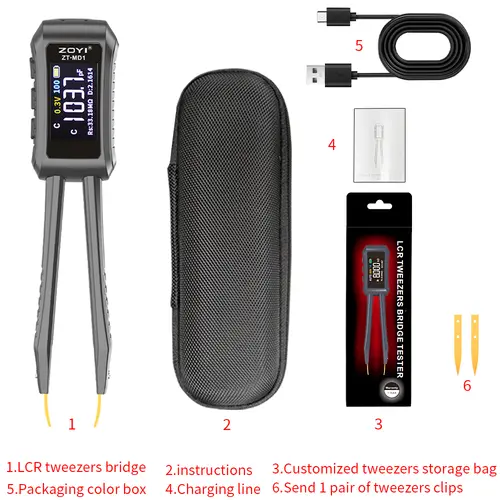 ZOYI ZT-MD1 Digital Smart Tweezer LCR SMD ESR Tester Resistance Capacitance Inductance Continuity Diode Test Measurement Tools - Image 8