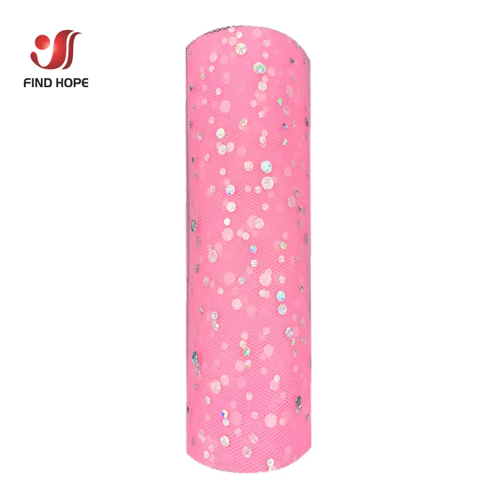 Rainbow Glitter Sequin Tulle Fabric Roll - 6in x 10 Yards for Crafting and Decoration