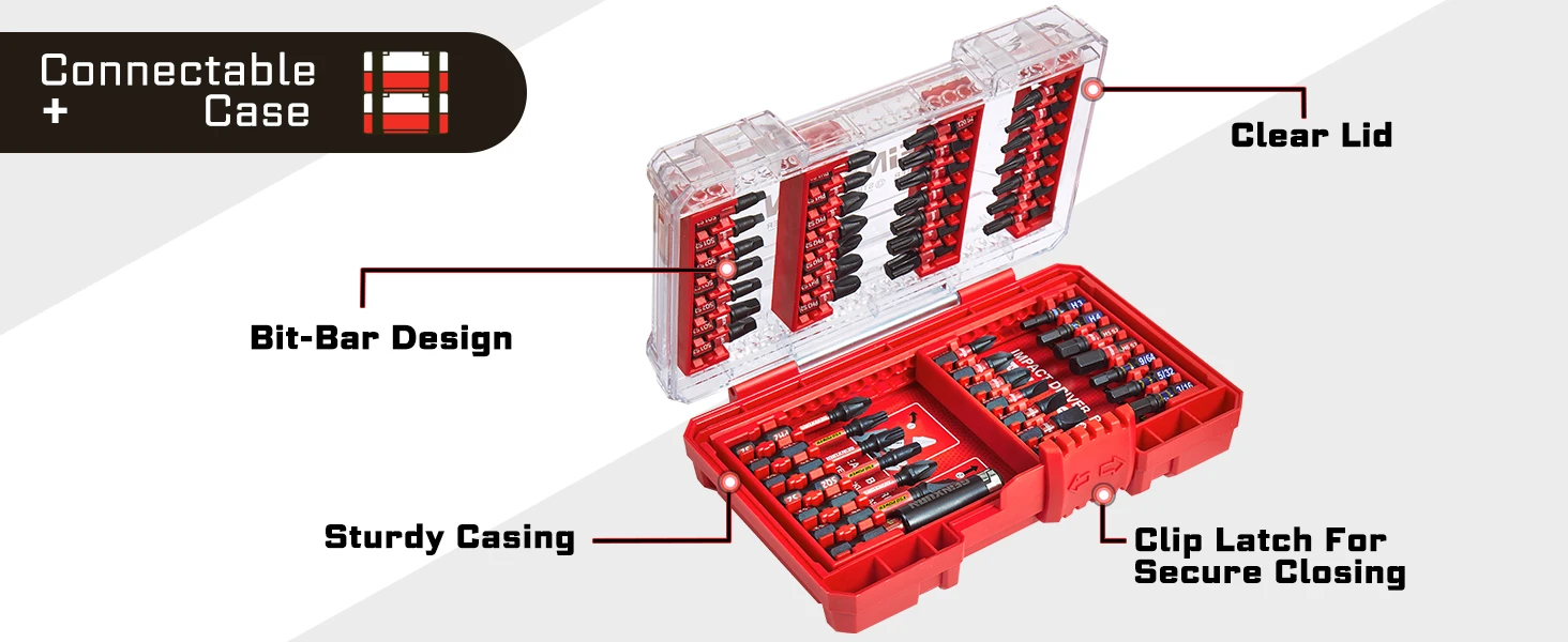 Geinxurn 49-teiliges Schlagschrauber-Bit-Set mit Robustem Koffer, S2-Stahl-Bit-Set, 1''/2'' Lange Schlagschrauber-Bits mit 2,36'' Bithalter – Detail 4