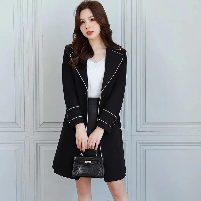

Windbreaker Women's Mid length 2023 New Korean Spring and Autumn Rice White Temperament Foreigner Women's Windbreaker Coat