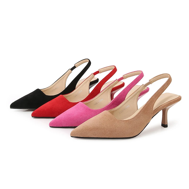 Comemore Low Heels Large Size 44 45 New Fashion Sexy Casual Women Suede Sandals High Heel Buckle Summer Shoes Woman 2022 Mules