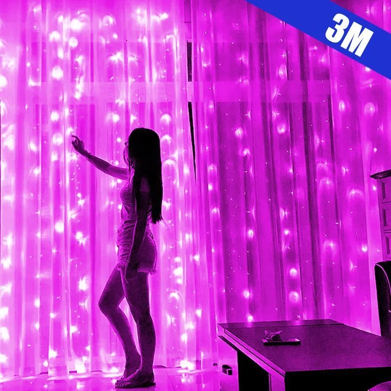 

3M/4M/6M USB LED Curtain 8Modes Remote Control String Lights Holiday Wedding Fairy Garland Lights For Bedroom Living Room Decor