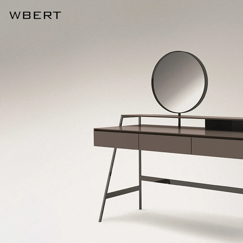 Wbert Nordic Modern, Minimalist, Contemporary, Light Luxury Hotel, Moon Mirror Vanity, , Bedroom Makeup Table