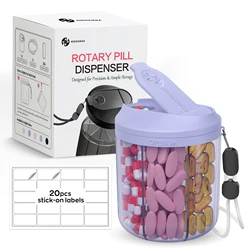 Deluxe Anti - Mix Travel Pill Organizer with Labels - Portable Weekly Supplement Case (All  Purple)