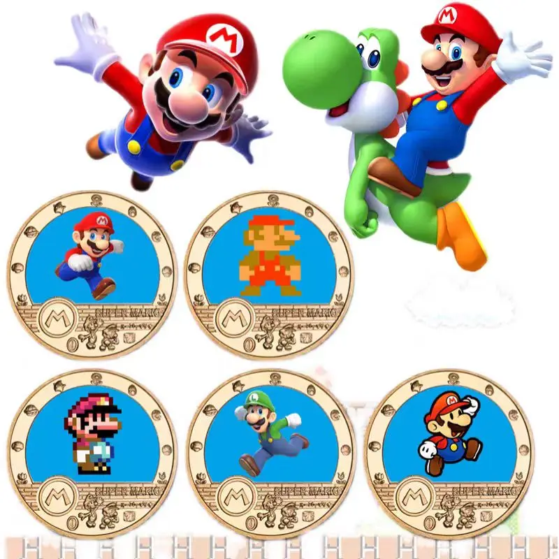 

Комикс Super Mario, монета для детей, комикс, монета, игрушка, Марио, аниме, периодический позолоченный значок, коллекционная игрушка, японское аниме, подарки на день рождения