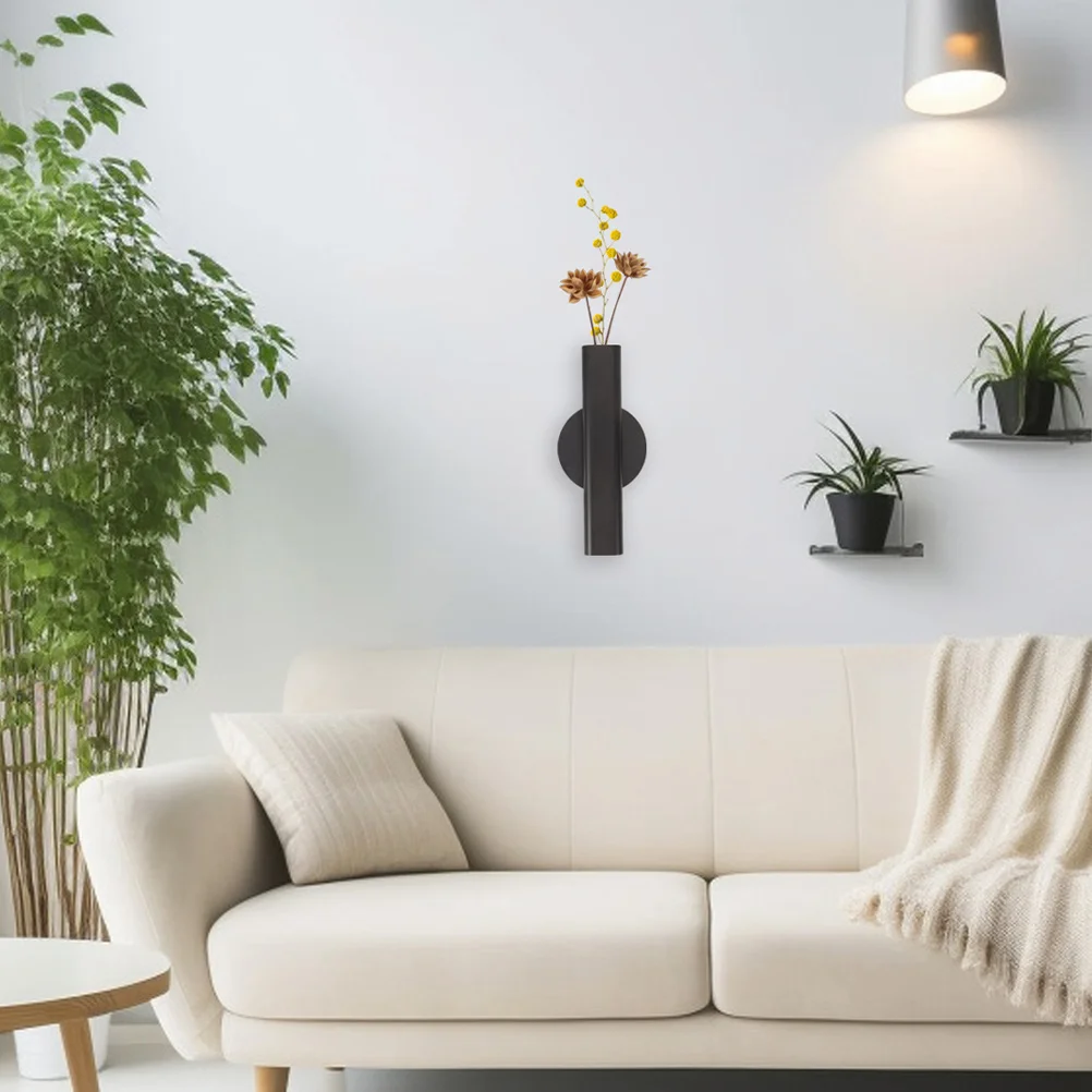 Flower Arrangement Hanging Planter Vase Metal Wall for Flowers Black Large Size Minimalist Decor Home Room Kitchen Bedroom 2