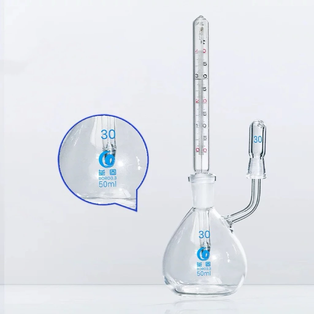 25ml 50mL Lab Glass Pycnometer With Thermometer Specific Gravity Bottle Picnometer Laboratory Equipment