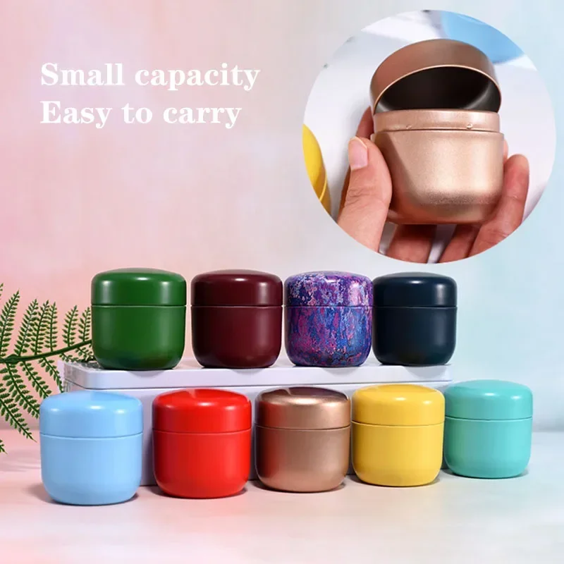 Portable Small Tin Can Business Trip Tinplate Tea Storage Jar Round Sealed Tea Packaging Box Household