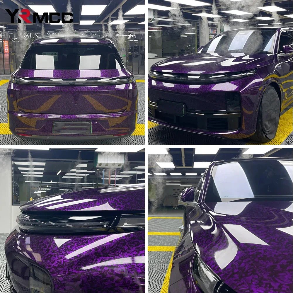 Film Adhésif Voiture Cristal Violet - Effet Carbone Forgé - Vinyle Auto Tuning