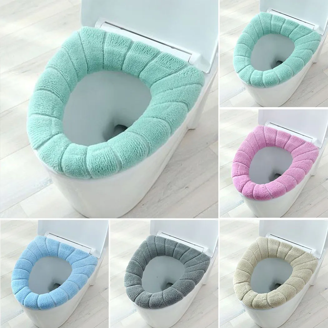 Winter Warmer Toilet Washable Soft Pad Seat Closes Tool Cover Lid Mat Cushion O-shape Toilet Seat Warmer Accessory Bathroom